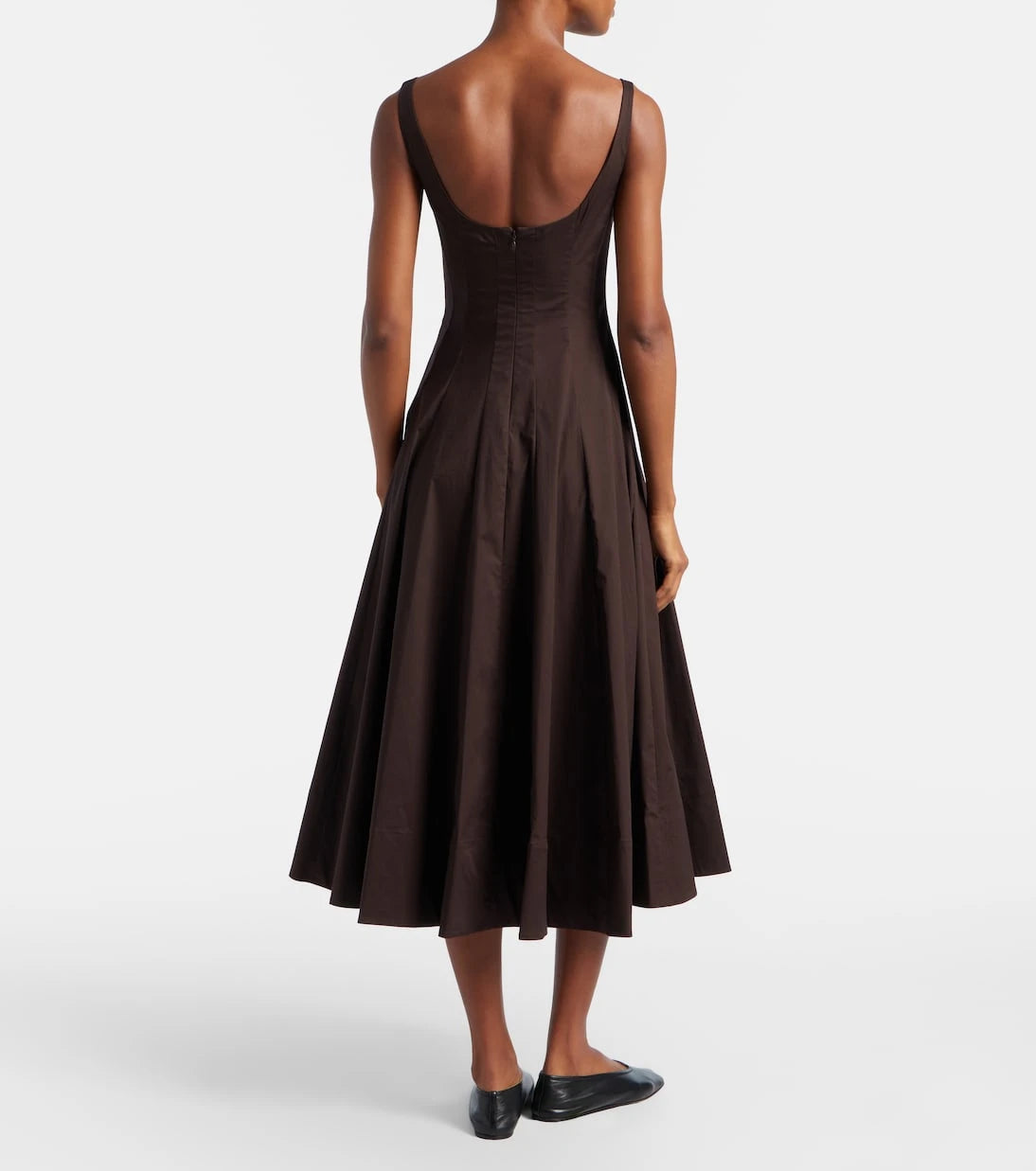 Staud - Pleated cotton midi dress