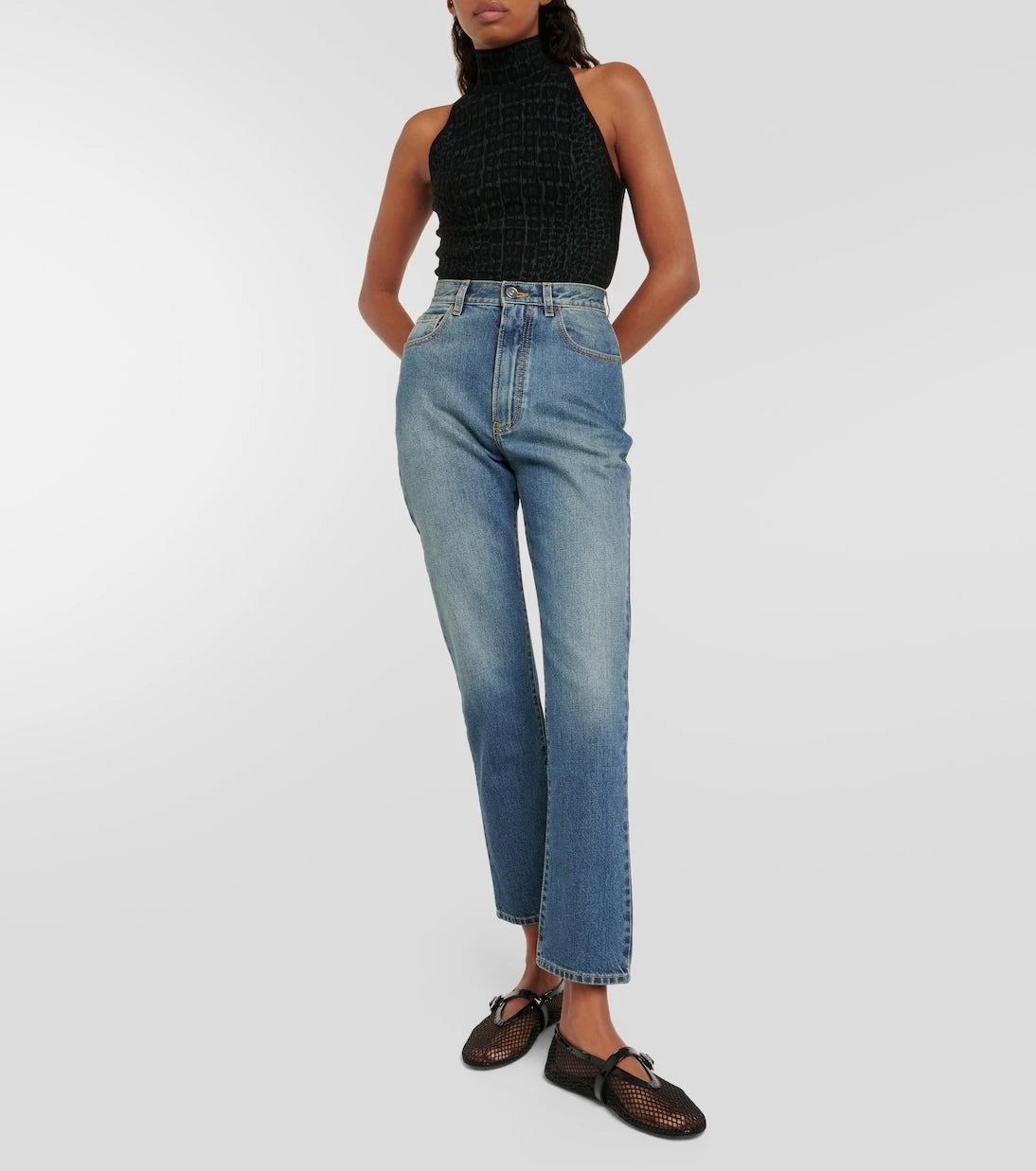 Alaïa - Croc-effect halterneck bodysuit