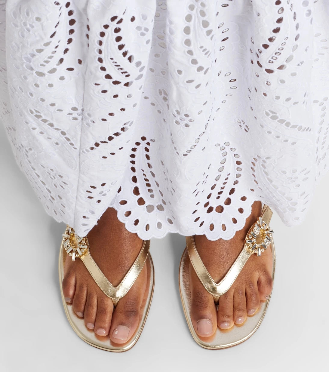 Roger Vivier - Embellished metallic leather thong sandals