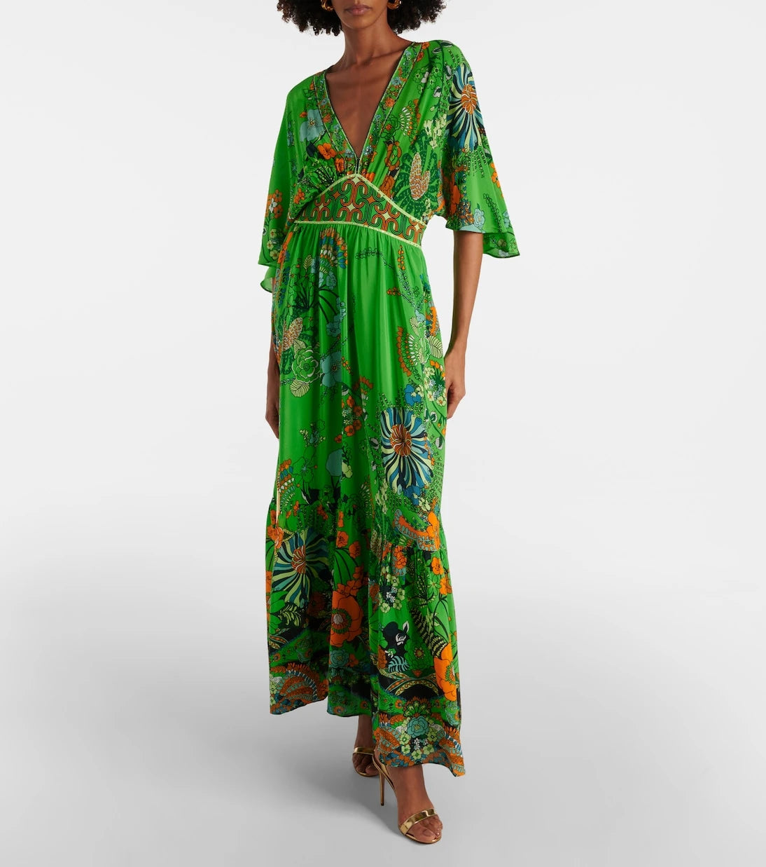 Camilla - Embellished floral silk maxi dress