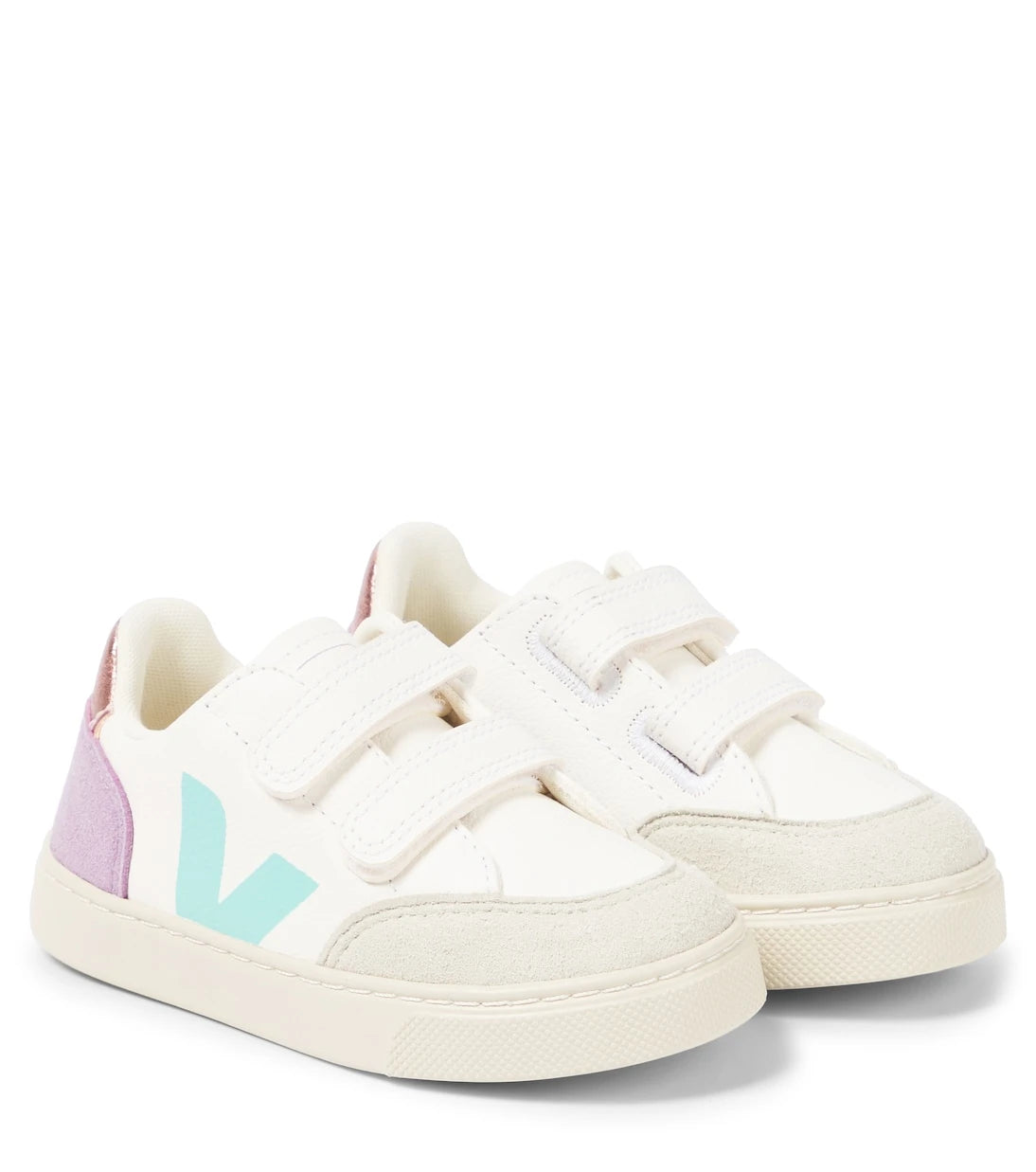 Veja Kids - V-12 suede-trimmed leather sneakers