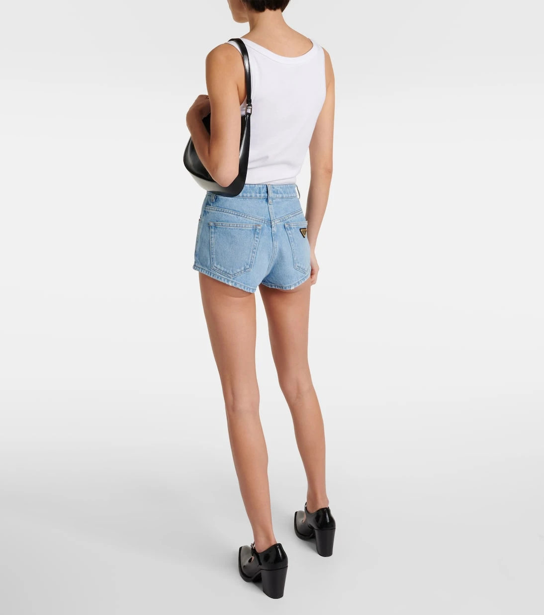 Prada - High-rise denim shorts