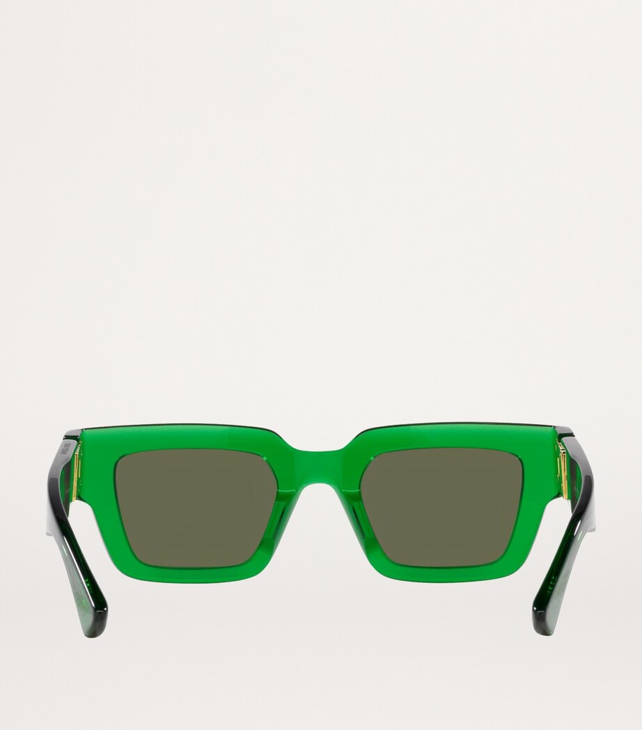Bottega Veneta Green Rectangular Sunglasses