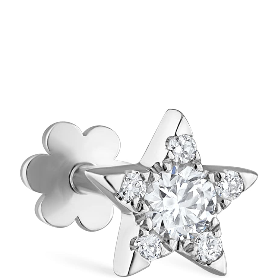 Maria Tash White Gold and Diamond Star Threaded Stud Earring (5.5mm)