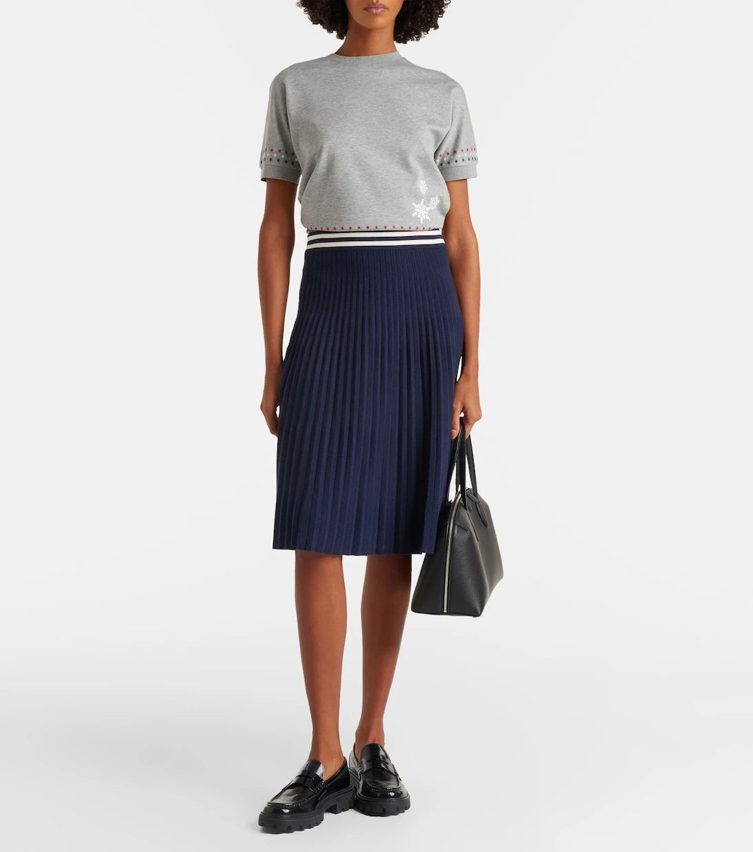 Thom Browne - تي شيرت من قطن الجيرسيه مطرّز