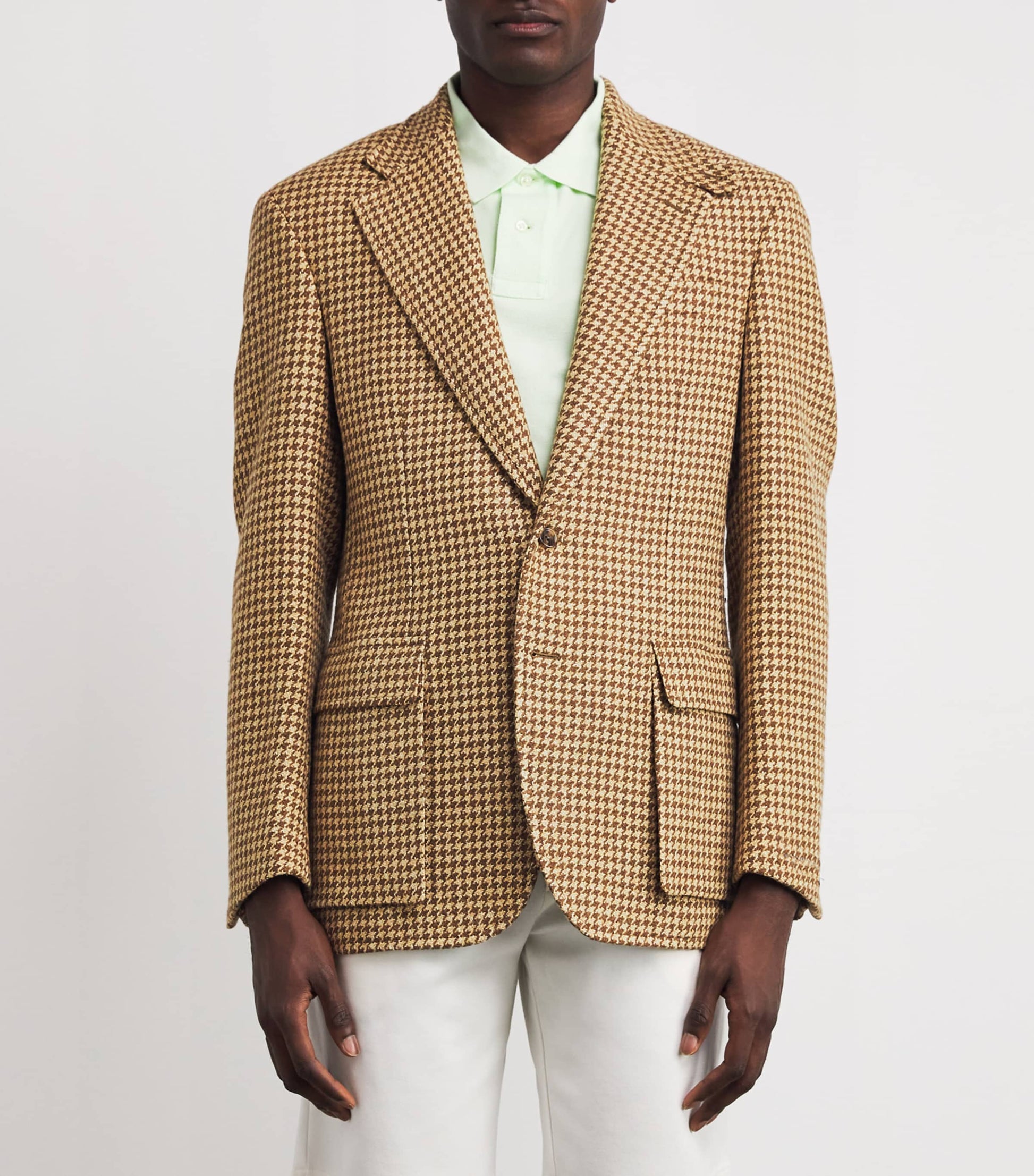 Polo Ralph Lauren Brown Linen, Wool and Silk Houndstooth Blazer