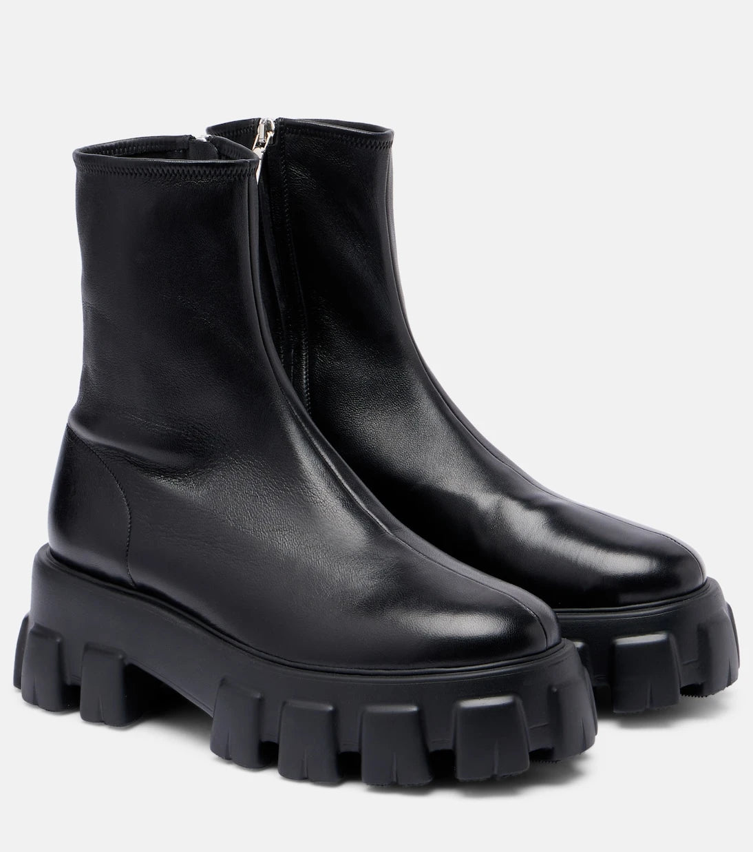 Prada - Monolith leather ankle boots