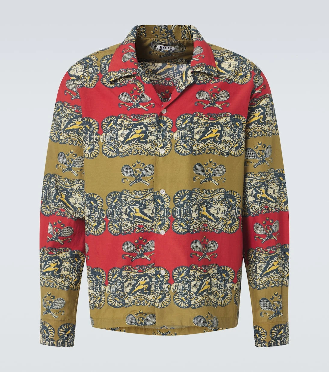 Bode - Tennis Court printed cotton and silk shirt