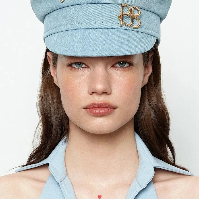 RUSLAN BAGINSKIY denim kadın kasket Denim Baker Boy Cap