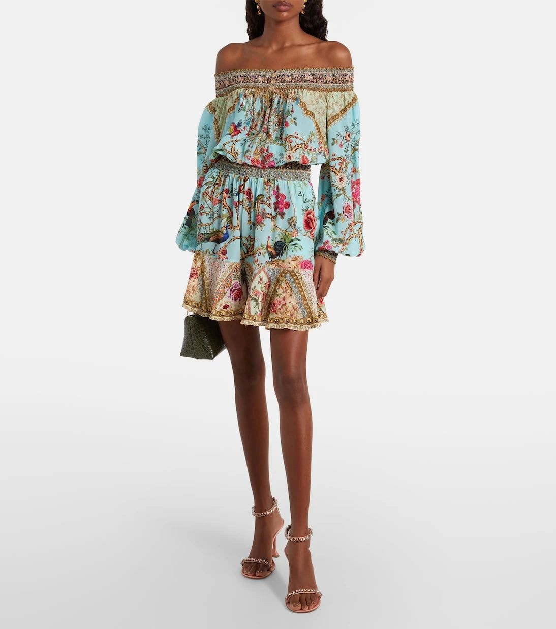 Camilla - Embellished off-shoulder silk crêpe minidress