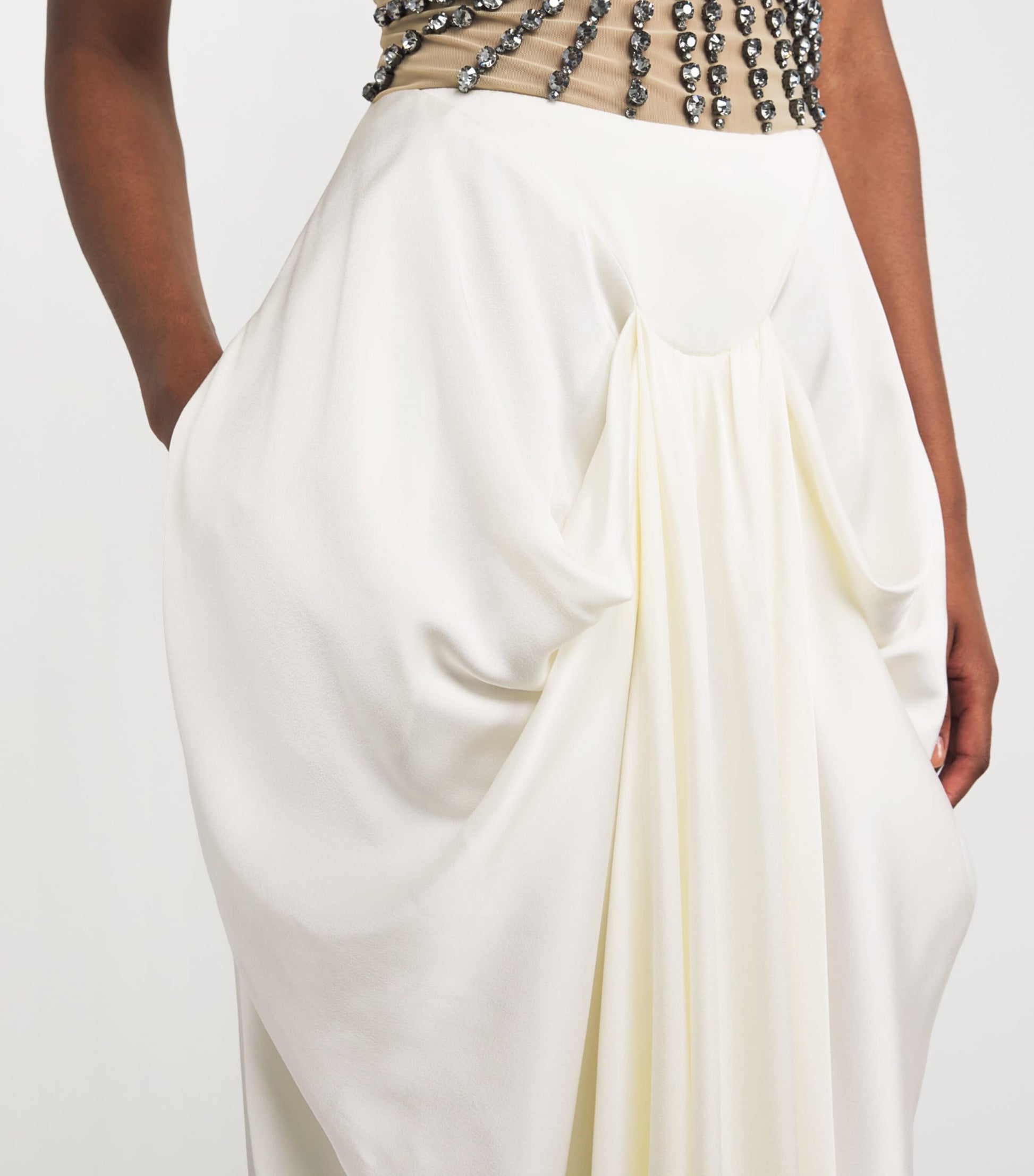 Stella McCartney Ivory Satin Crystal Maxi Dress
