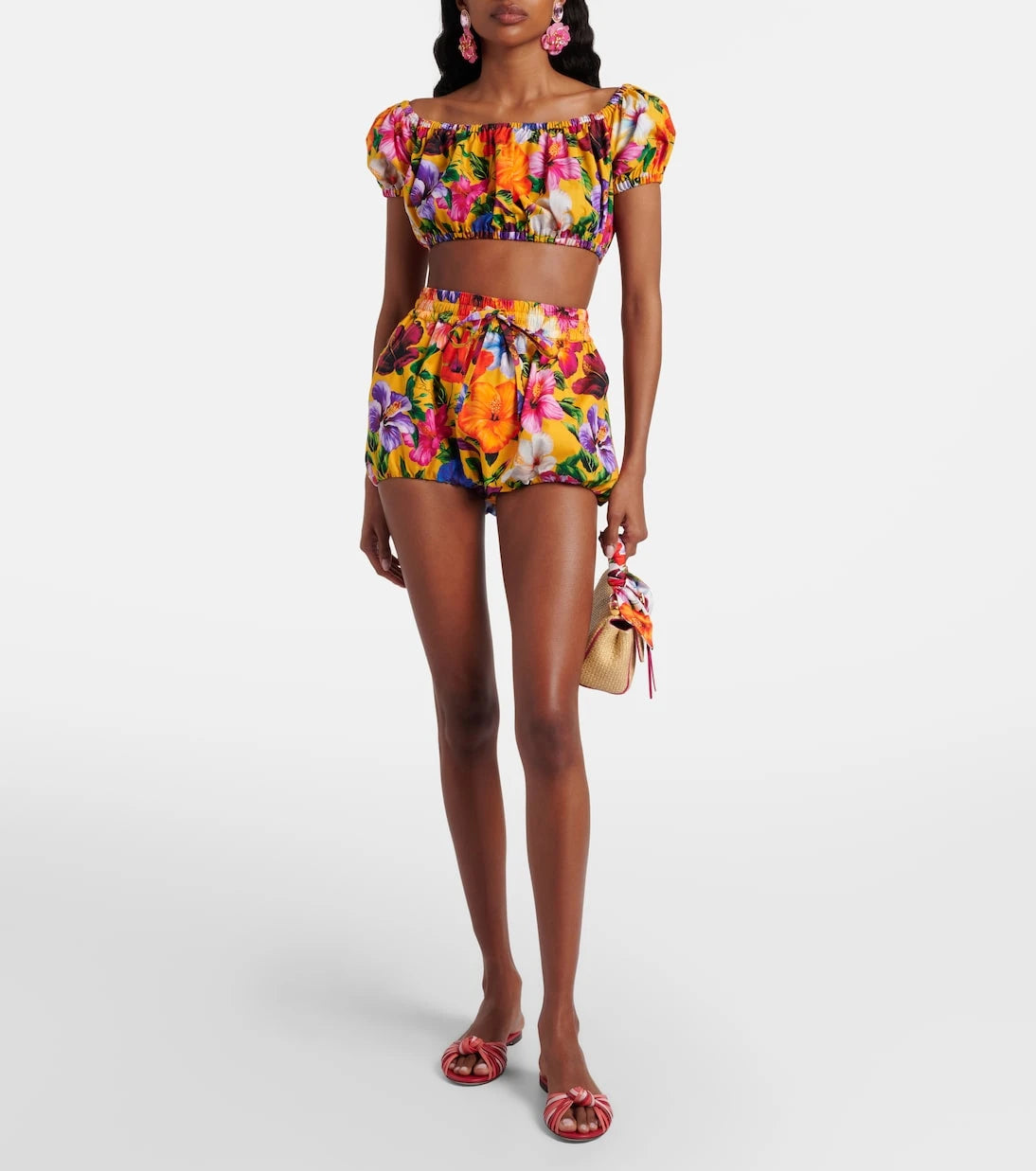 Dolce&Gabbana - Floral off-shoulder cotton crop top
