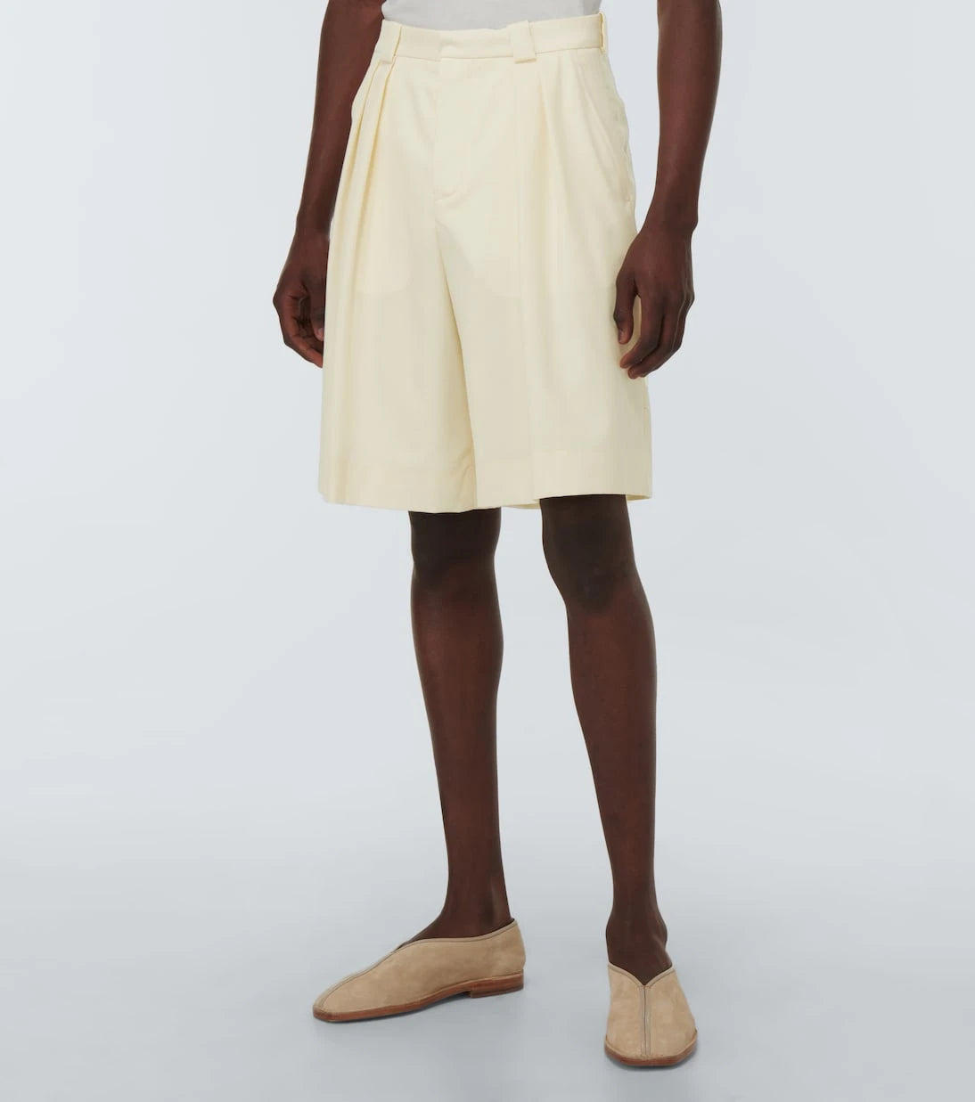 King & Tuckfield - Pleated high-rise wide-leg wool shorts
