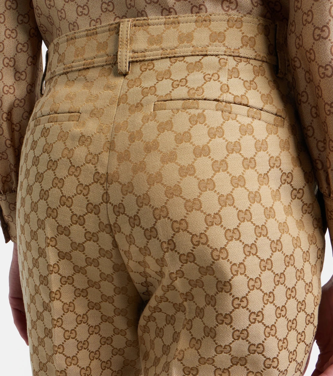 Gucci - بنطال واسع بقصة قماش GG