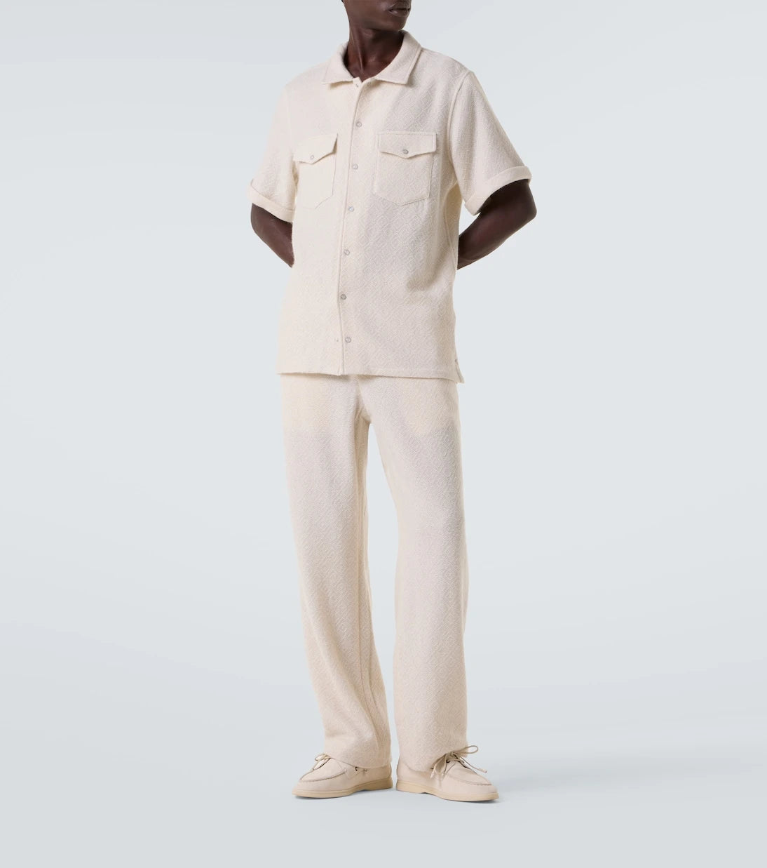 God's True Cashmere - Diamond cashmere straight pants with moonstone