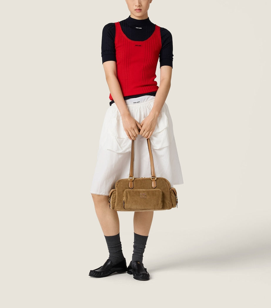 Corduroy Pocket Shoulder Bag