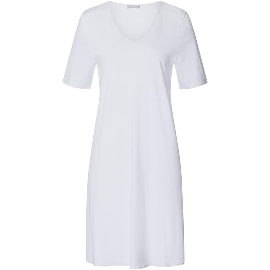 Short-Sleeve Cotton Silk Nightdress WHITE
