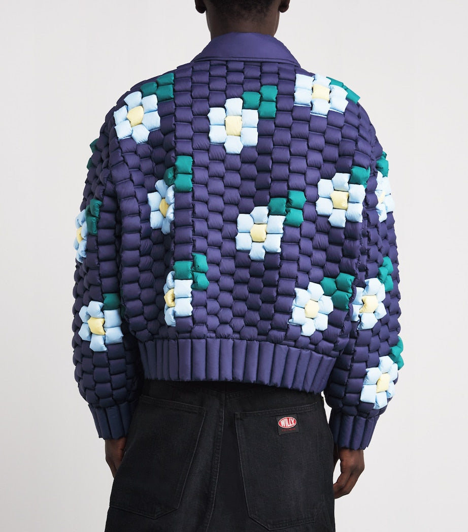 Raxxy Navy 3D Down-Filled Floral Puffer Jacket