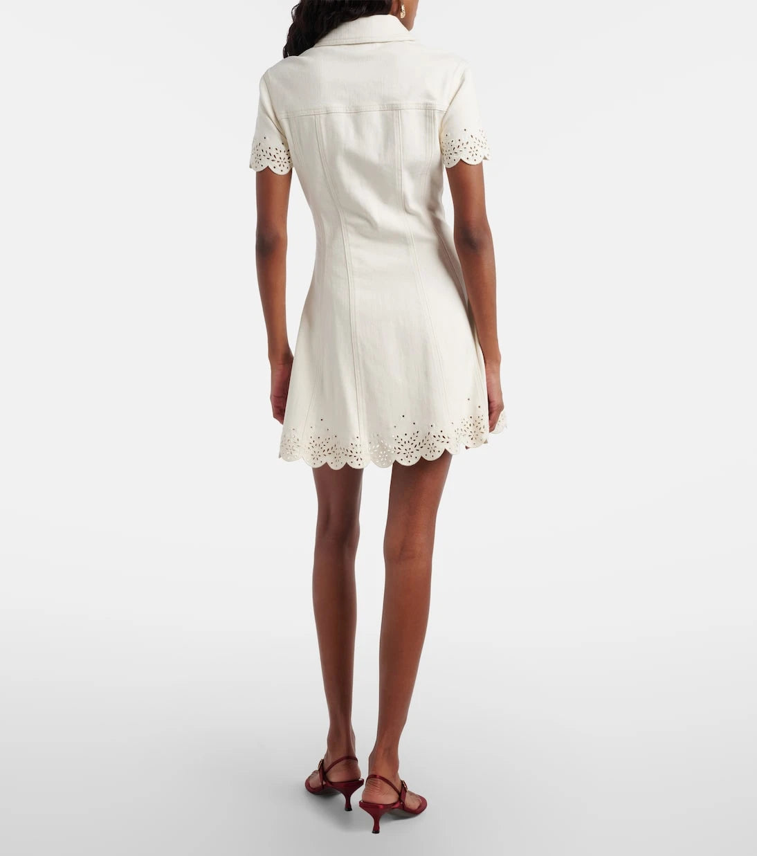 Self-Portrait - Broderie anglaise denim minidress