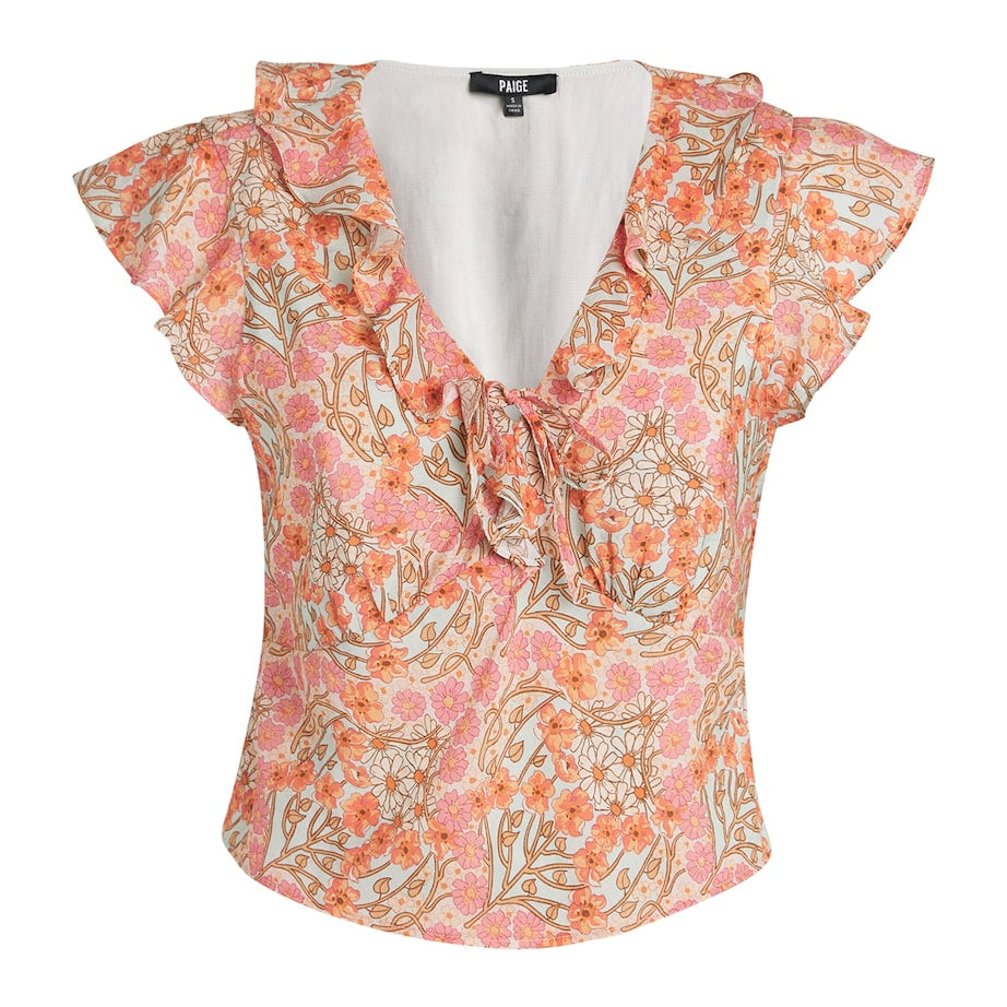 PAIGE Multi Floral Farrow Crop Top