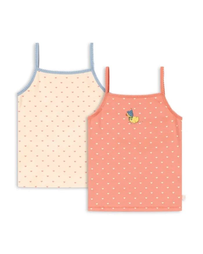 Konges Sløjd çocuklar için pamuklu elastan BASIC 2 PACK STRAP TOP GOTS 2'li