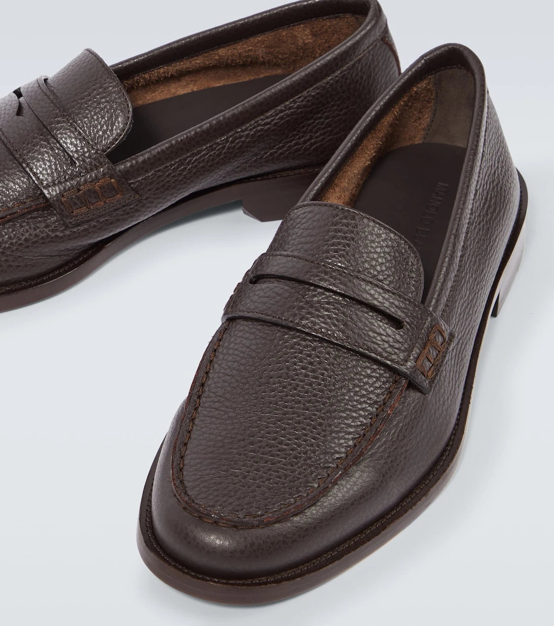 Manolo Blahnik - Perry leather penny loafers
