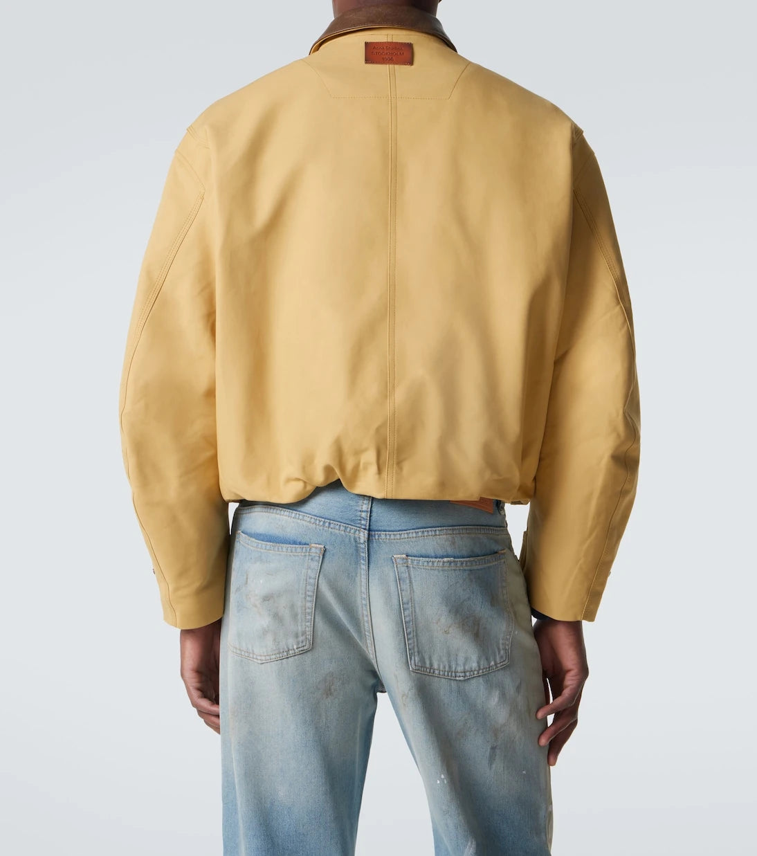 Acne Studios - سترة بلوزون من الساتان القطني المزيّن بالجلد