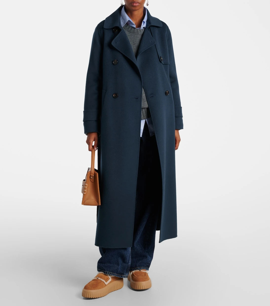 Hogan - Shearling-trimmed suede slippers