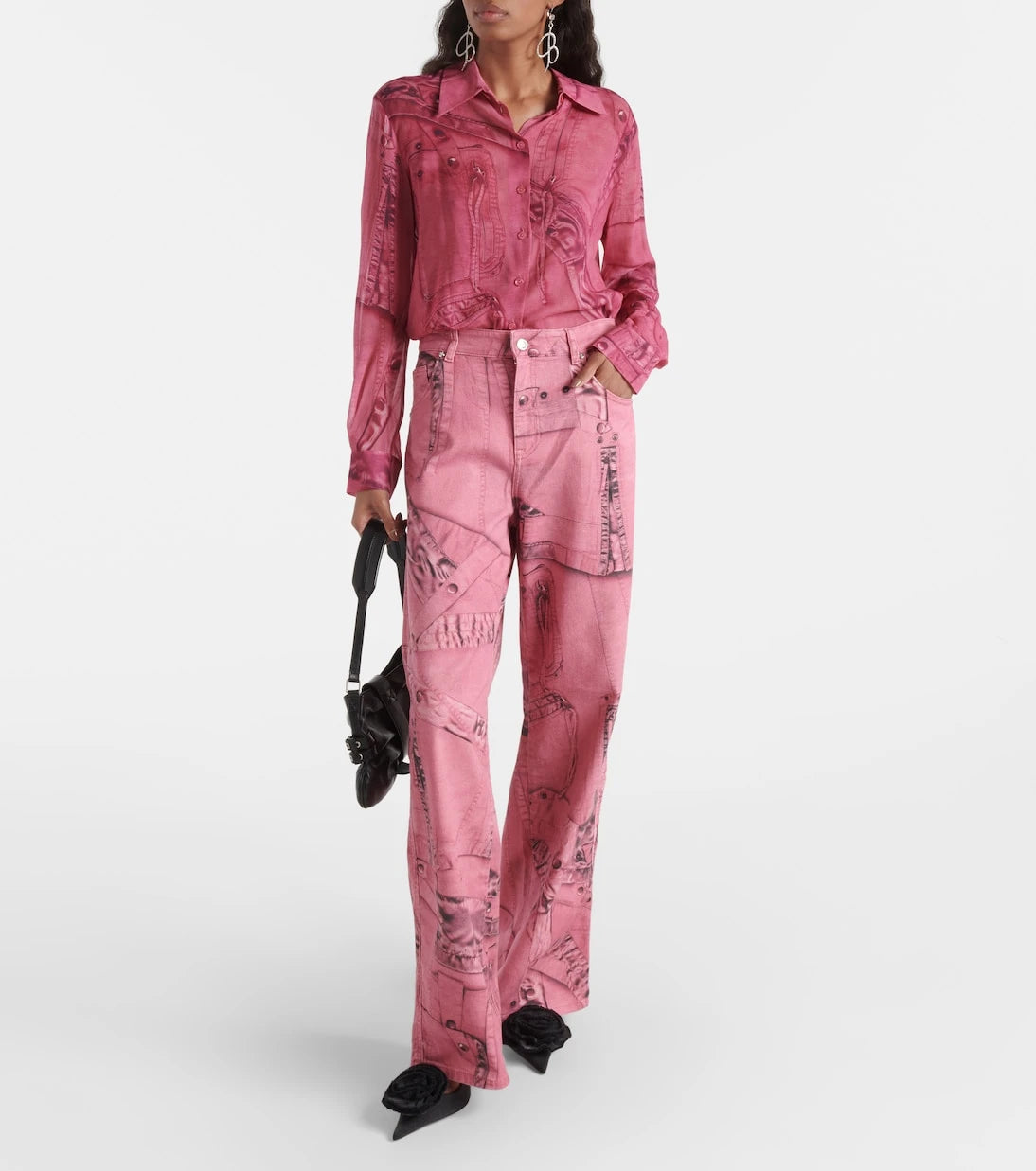 Blumarine - بنطلون جينز واسع الساقين