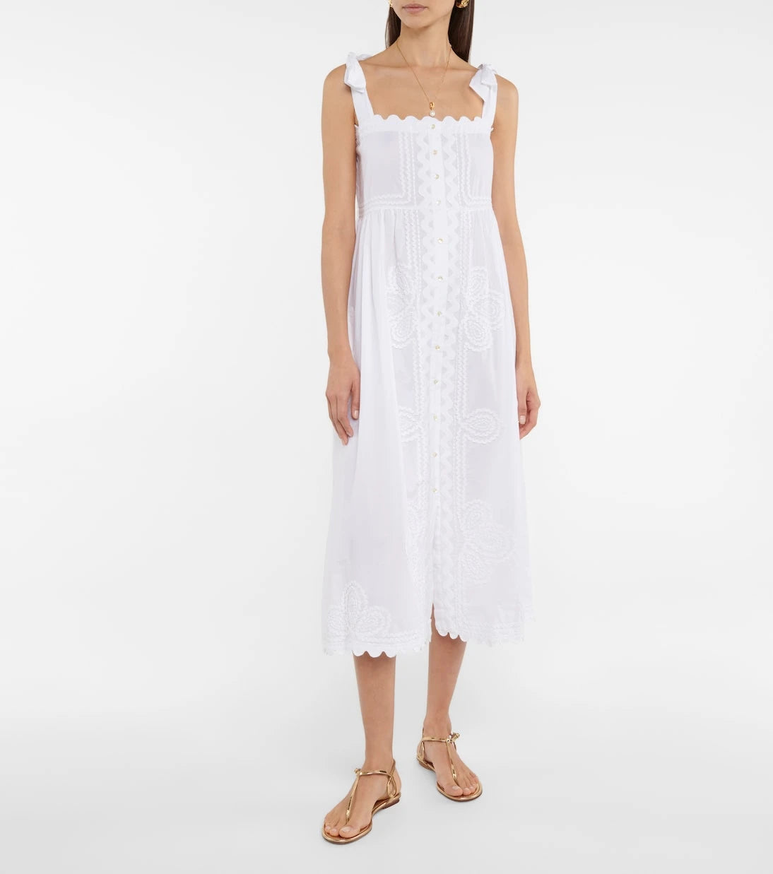 Juliet Dunn - Embroidered cotton midi dress