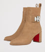 Christian Louboutin Red Booty Lock Suede Boots 70