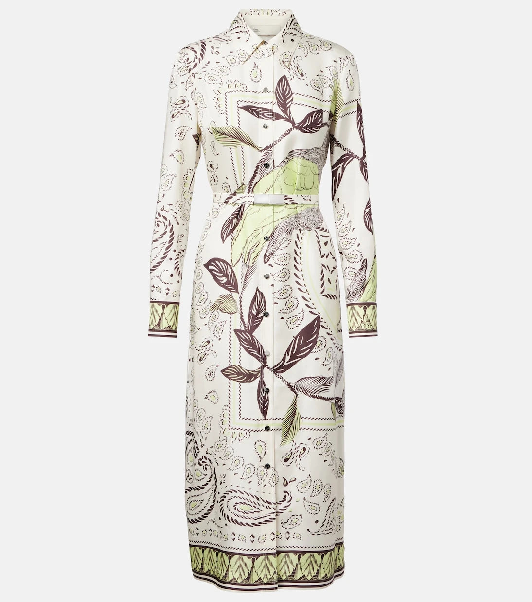 Tory Burch - Belted printed silk midi dress