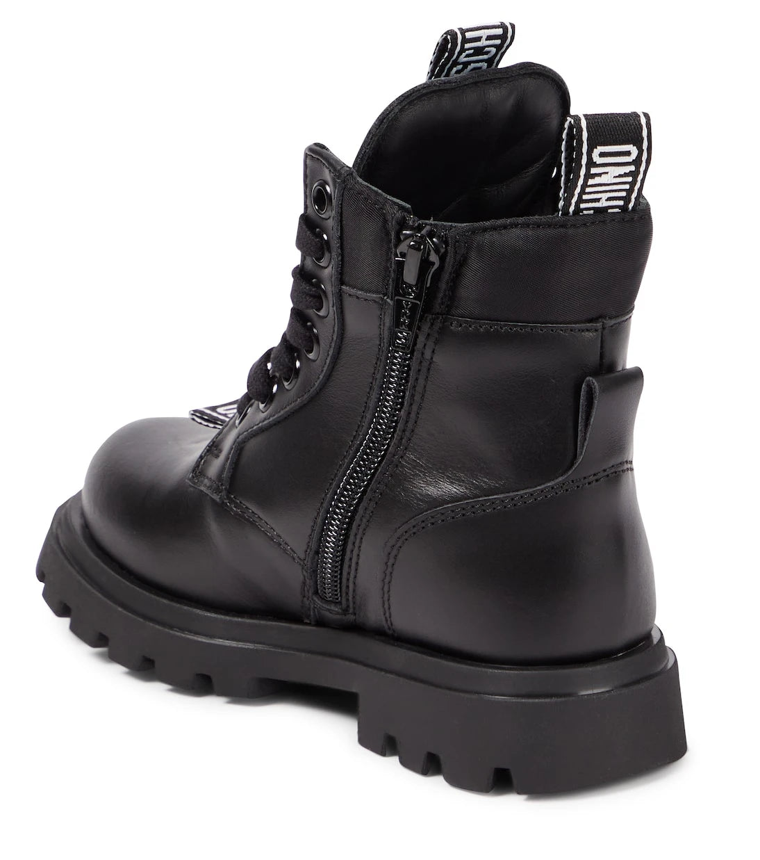 Moschino Kids - Logo leather combat boots