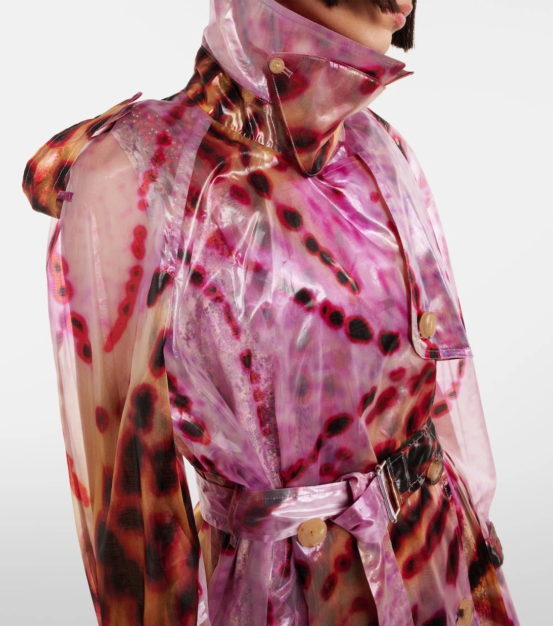 Dries Van Noten - معطف ترنش مطبوع بزرين مزدوجين