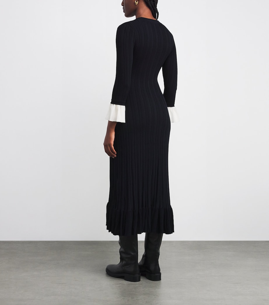 Knit Two-Tone Midi Dress NAVY BLUE