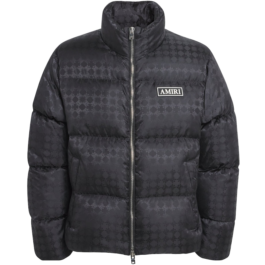AMIRI Black Down Jacquard Logo Puffer Jacket