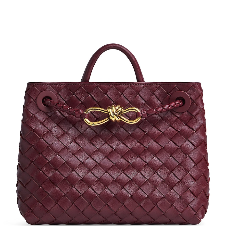 Grey Small Leather Andiamo Top-Handle Bag