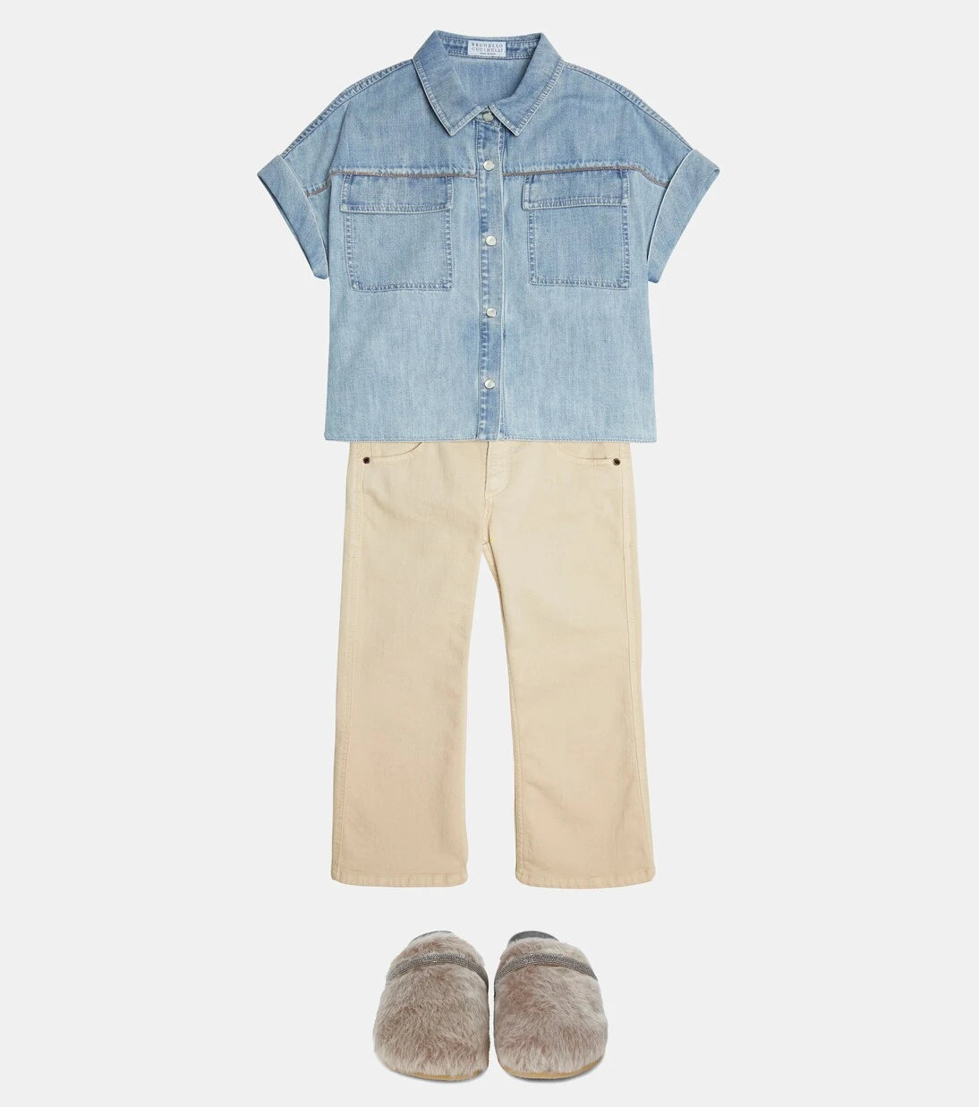 Brunello Cucinelli Kids - قميص دنيم مزين