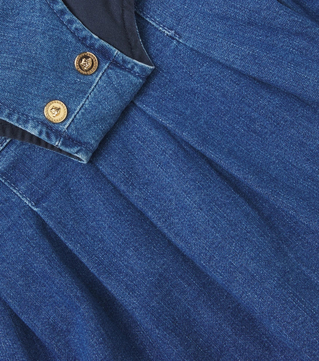Versace Kids - Pleated cotton denim dress