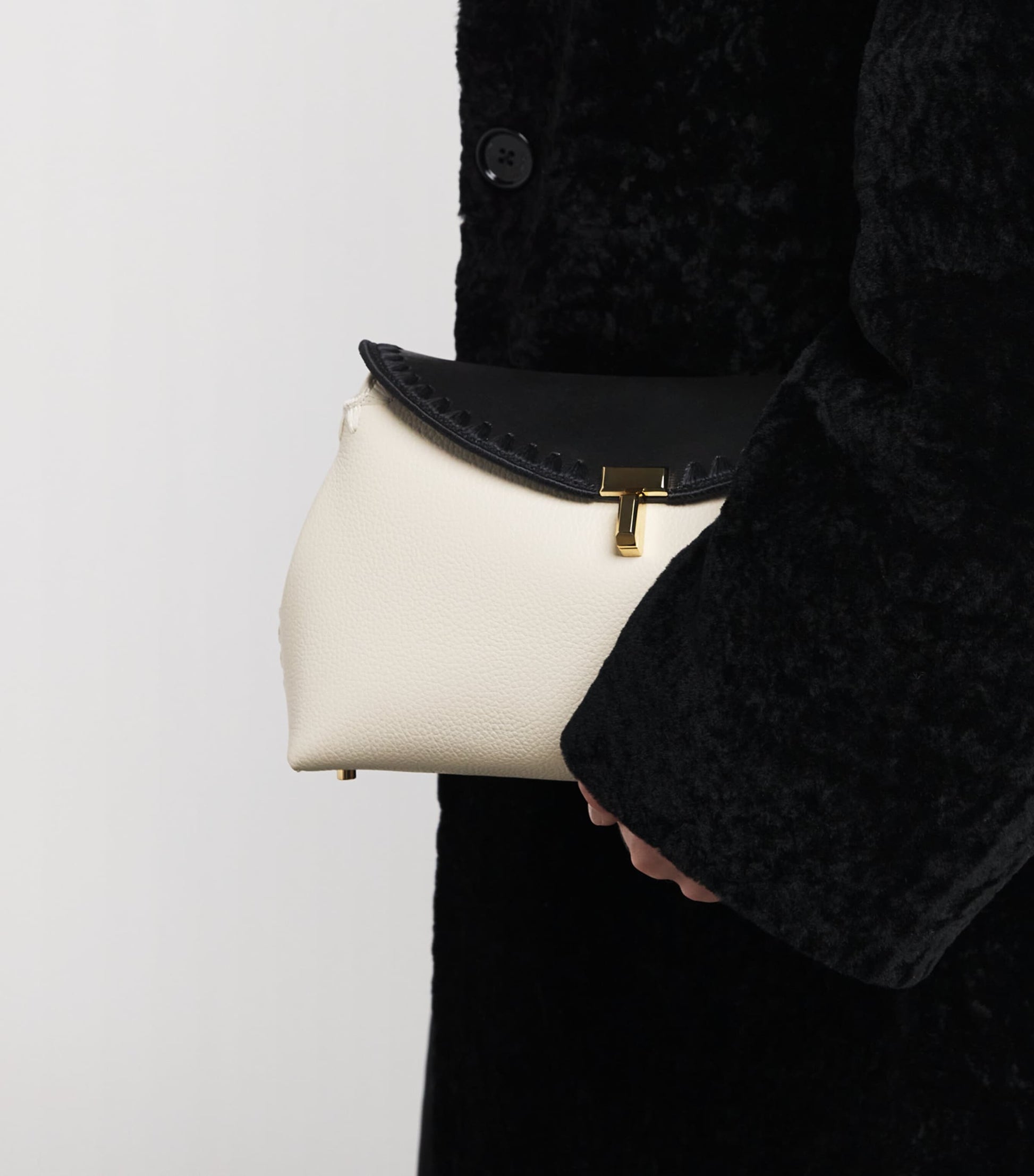 Leather T-Lock Clutch Bag