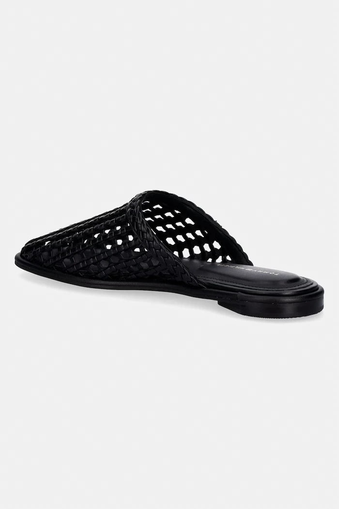 Tommy Hilfiger Kadın Terlik HILFIGER LEATHER MIX FLAT MULE