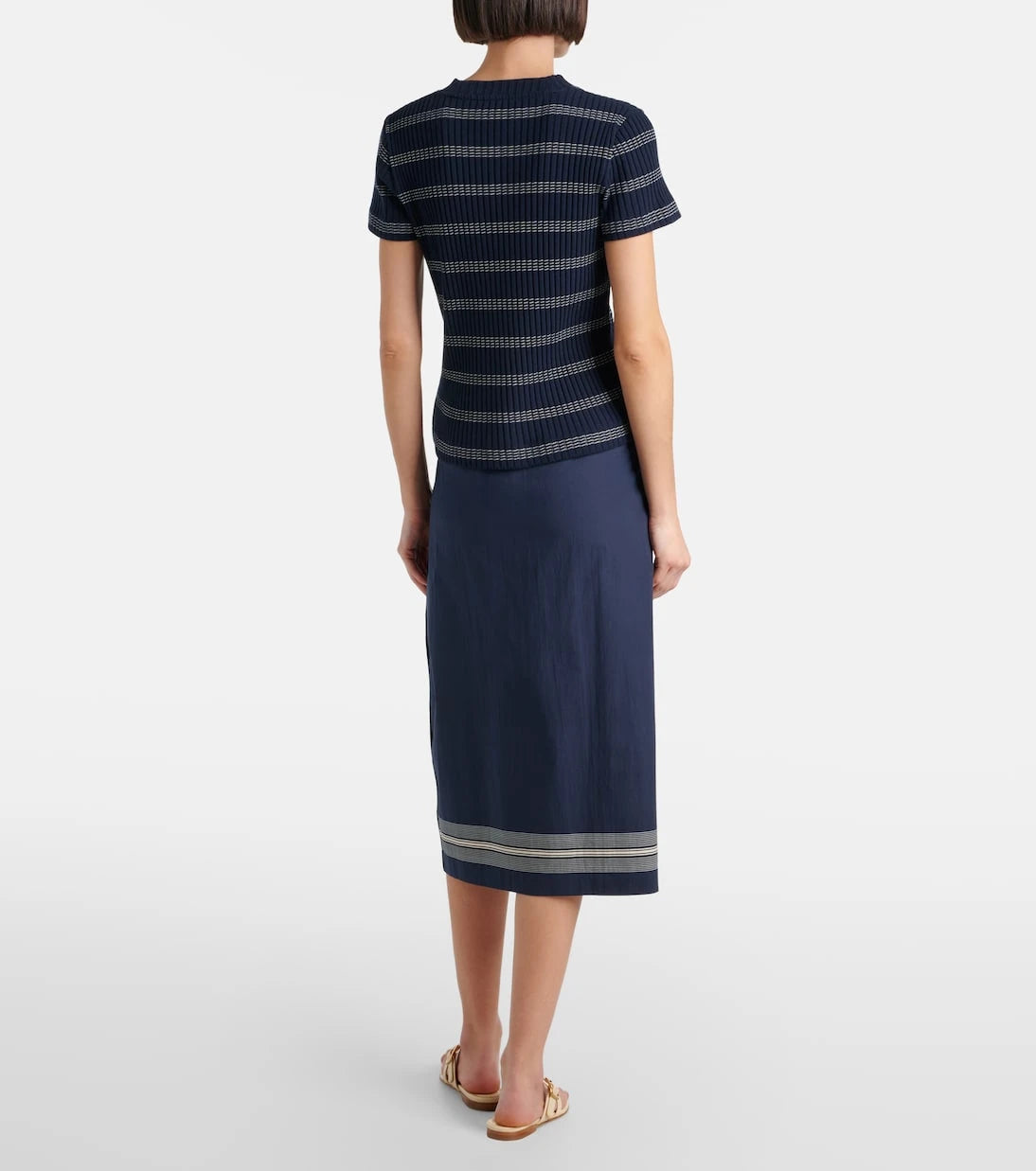 Vince - Ribbed-knit striped cotton-blend T-shirt