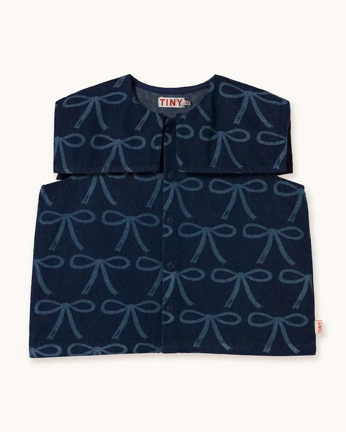 Tinycottons BOWS BLOUSE Denim Çocuk Bluzu