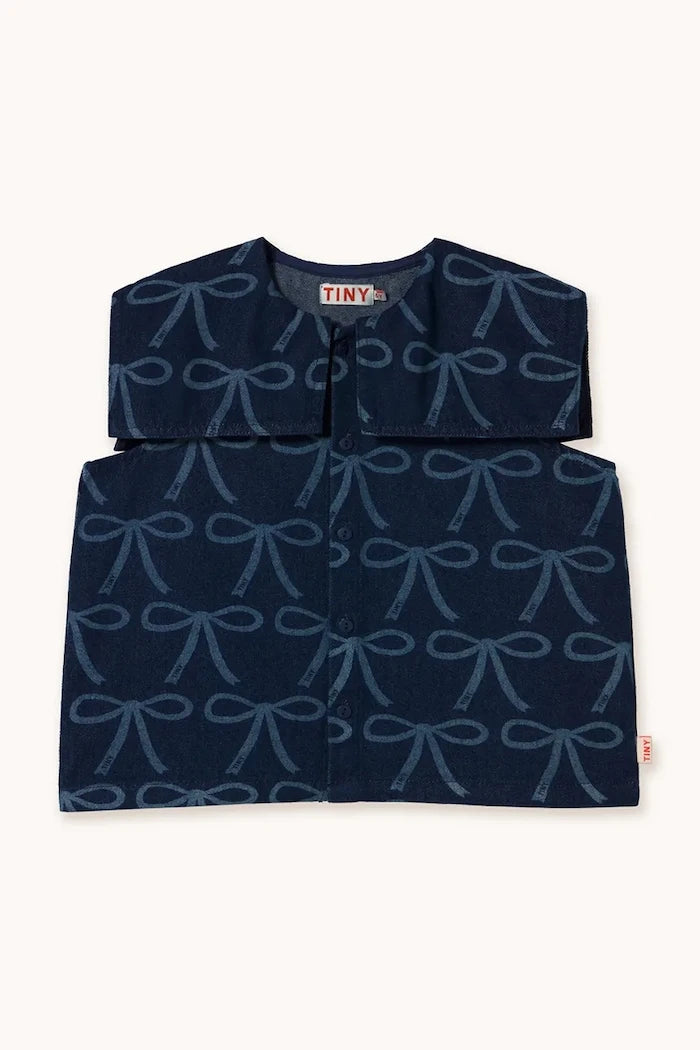 Детска блуза от деним Tinycottons BOWS BLOUSE