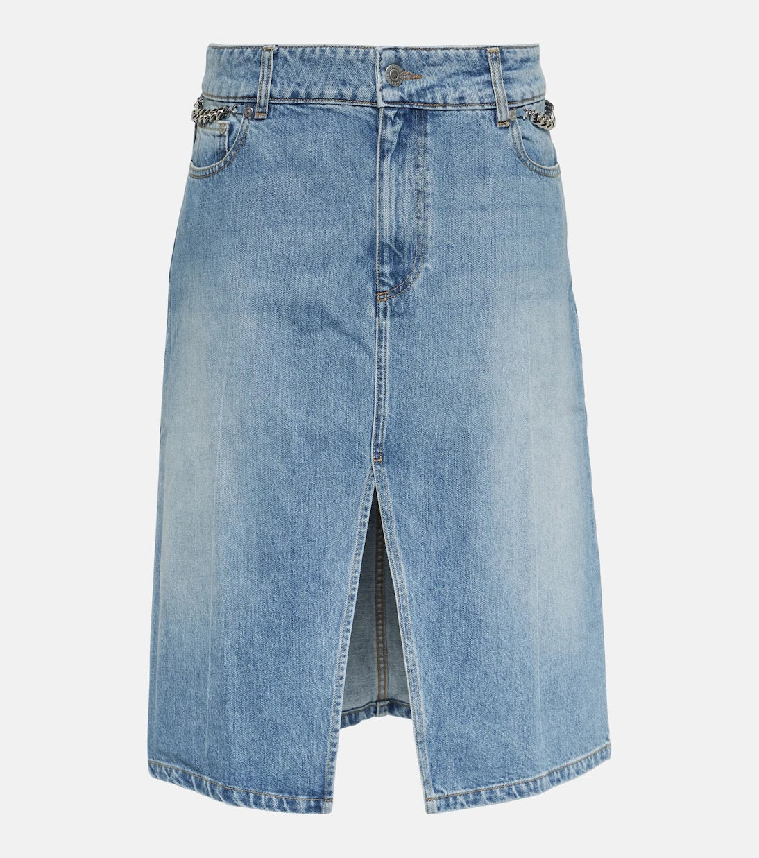 Stella McCartney - Front-slit denim midi skirt