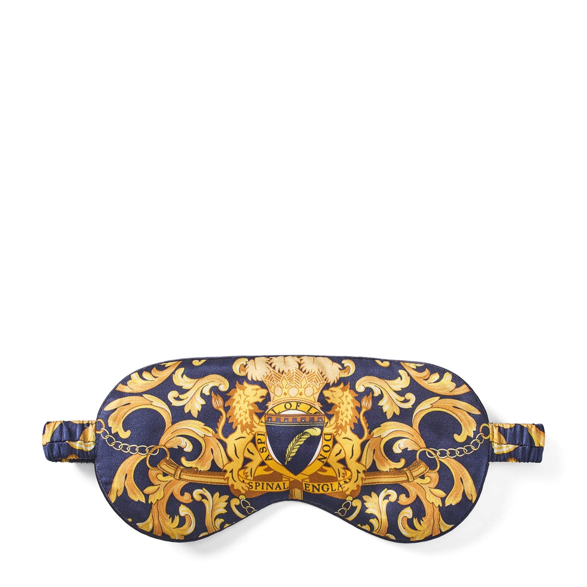 Navy Silk Printed Eye Mask