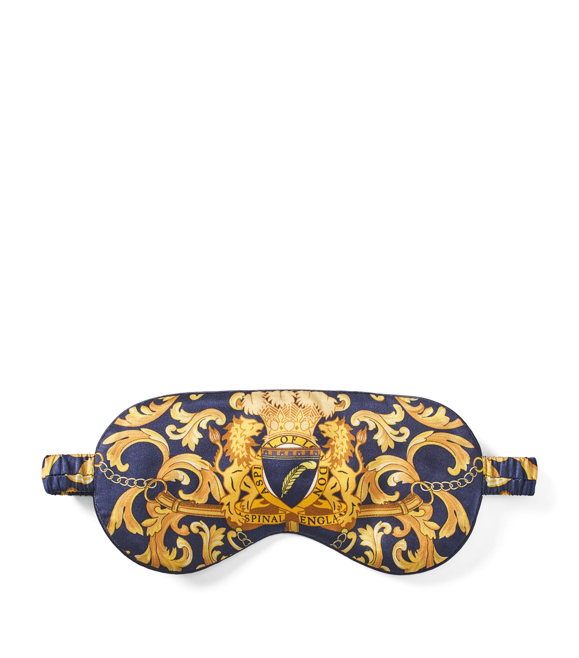 Navy Silk Printed Eye Mask