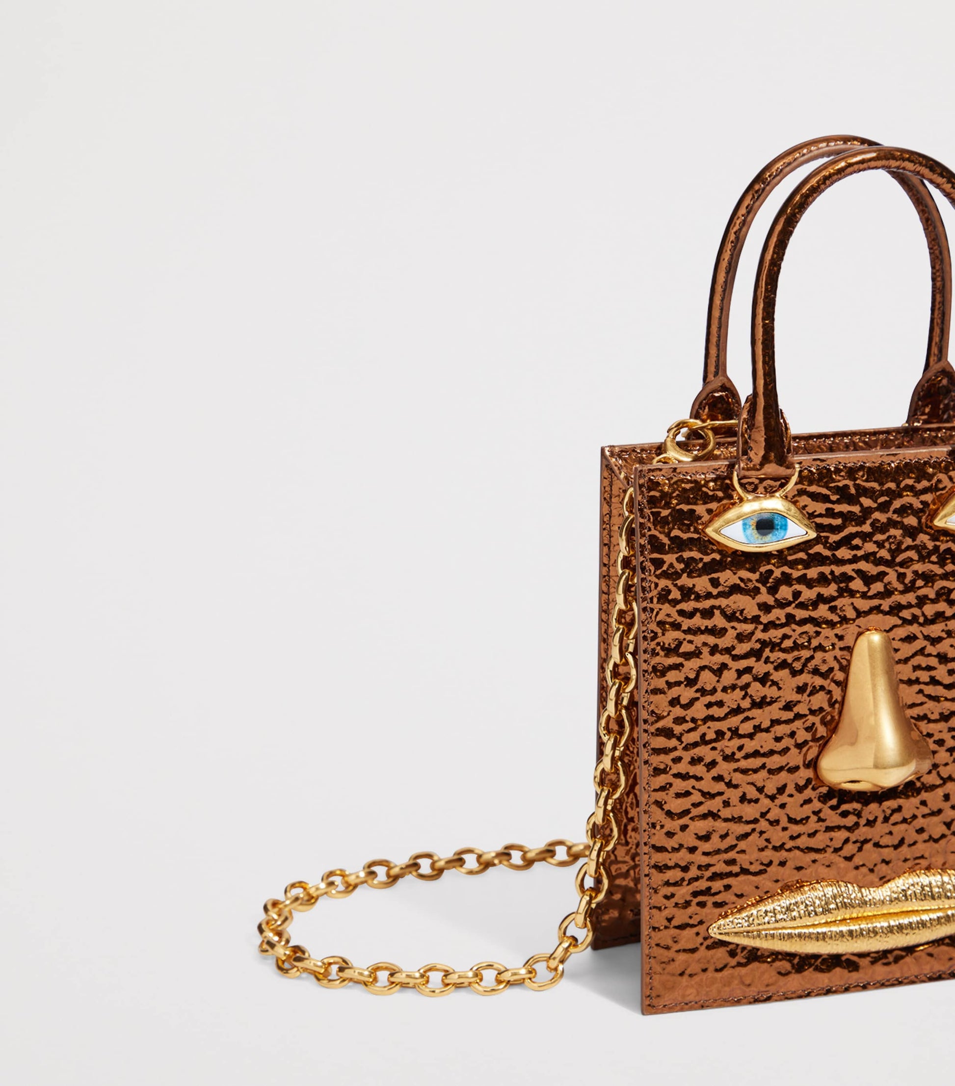 Mini Metallic Leather Face Bag