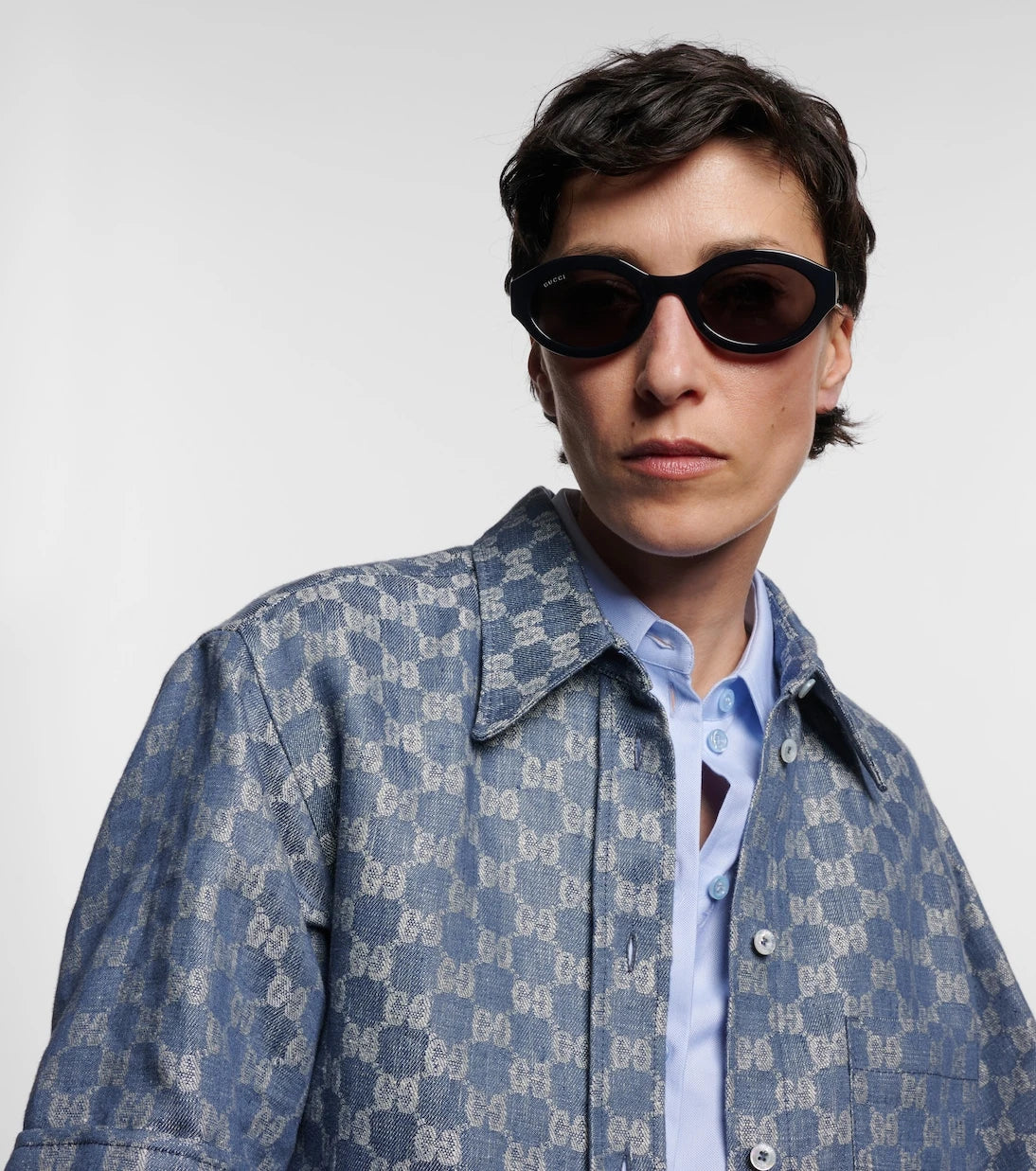 Gucci - Minimal GG oval sunglasses