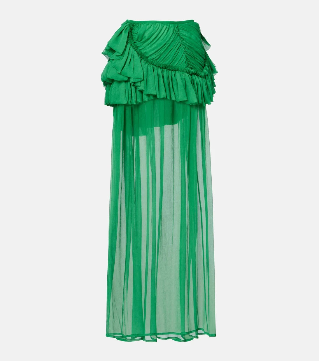 Dries Van Noten - Ruffled silk muslin maxi skirt